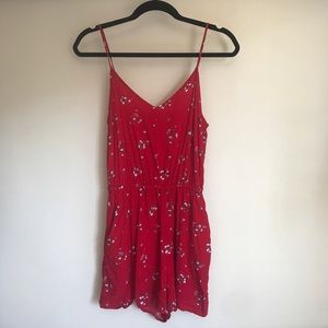 Red Floral Romper